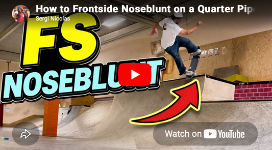 How to Frontside Noseblunt on a Quarter Pipe Streetboard Tutorial !!